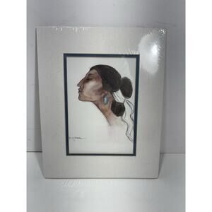 Navajo R.C. Gorman Native Navajo Women Signed 8" Turquoise Earrings Art Print